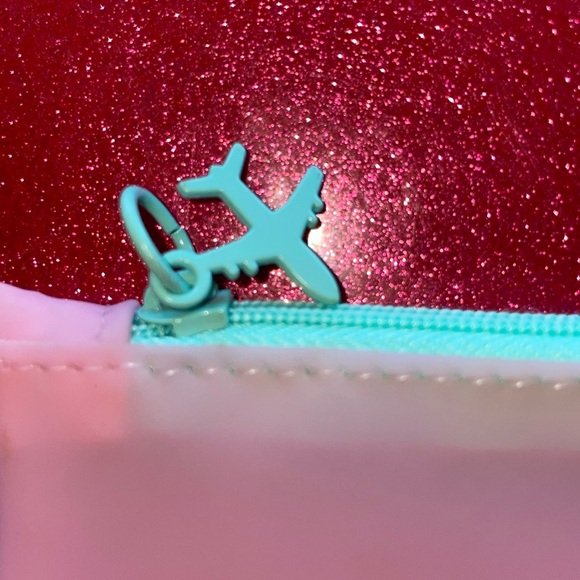 3/$10 Ipsy Glam Bag New July 2020 Take a Break Escape Frosted Pink Teal Airplane - Picture 4 of 10